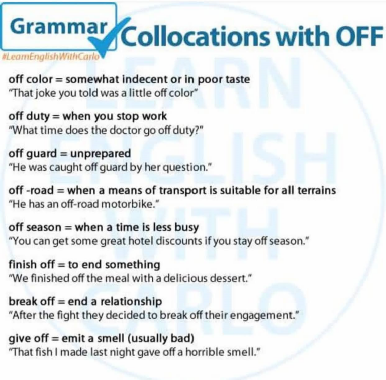 Off Color Remark GRAMMAR - Collocations with off - Welcome to Learn English with Carlo